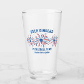 Grappige Pickleball Bier Drinkers Patriottisch Jul Glas (Voorkant)