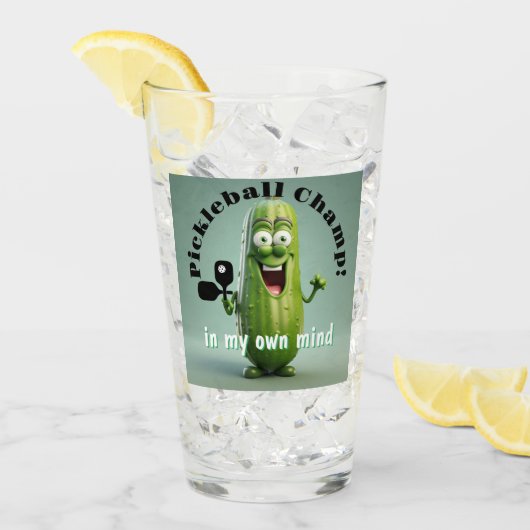 Grappige Pickleball Champ Glass Tumbler (Voorkant ijs)