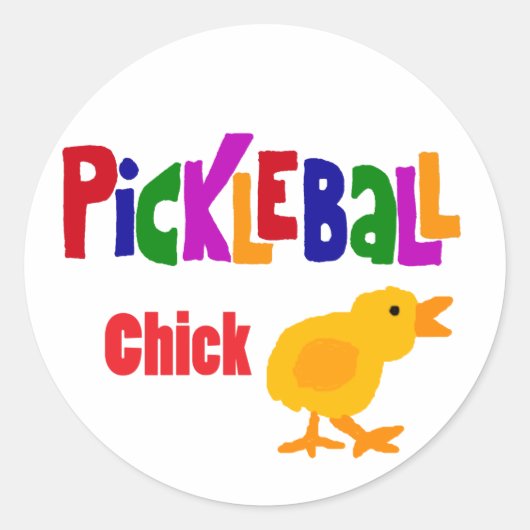 Grappige Pickleball Chick Art Ronde Sticker (Voorkant)
