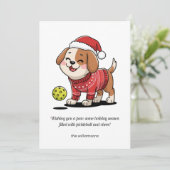Grappige Pickleball Christmas Dog Uw aangepaste te Feestdagenkaart (Staand voorkant)