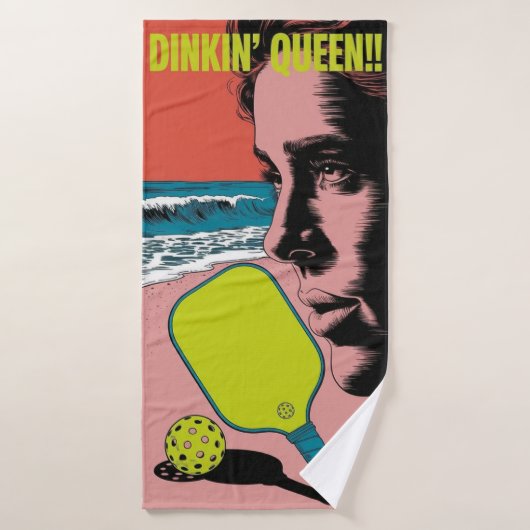 Grappige Pickleball DINKIN' QUEEN! Beach Style Spo Badhanddoek (Badhanddoek)