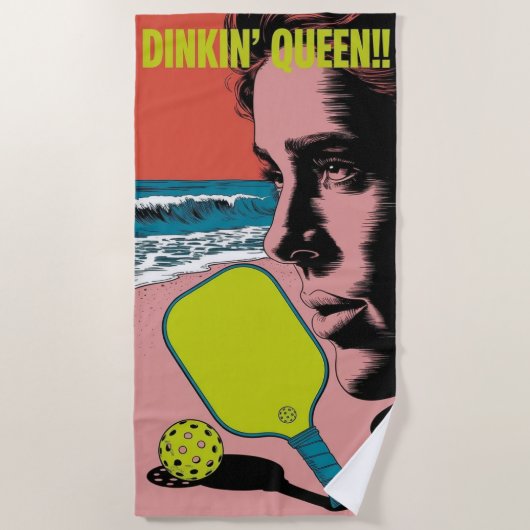 Grappige Pickleball Dinkin' Queen! Strandlaken (Voorkant)