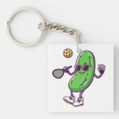 Grappige Pickleball en Cool Cucumber: Speelse Padd Sleutelhanger (voorkant)