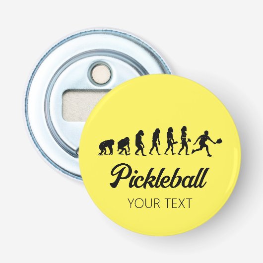 Grappige Pickleball Evolution gepersonaliseerd Button Flesopener (Voorkant)