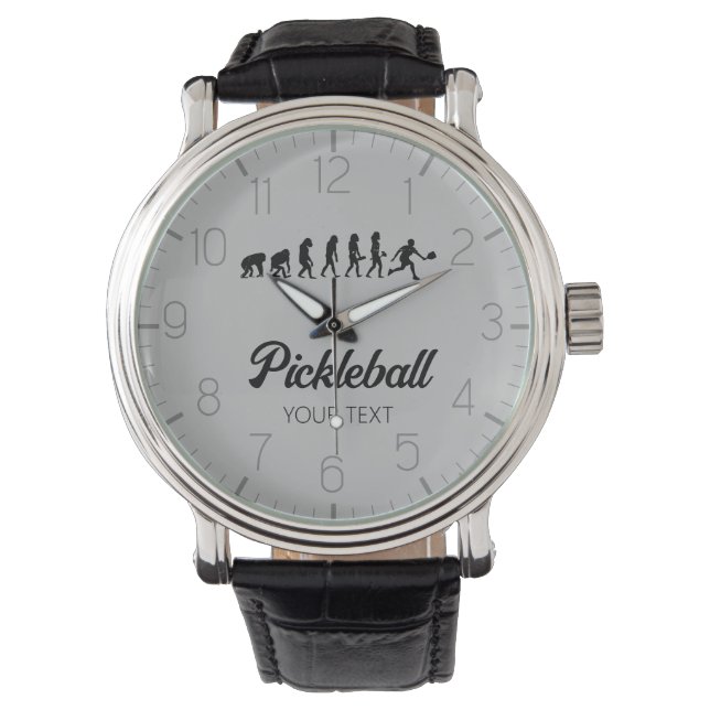 Grappige Pickleball Evolution gepersonaliseerd Horloge (Voorkant)