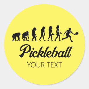 Grappige Pickleball Evolution gepersonaliseerd Ronde Sticker