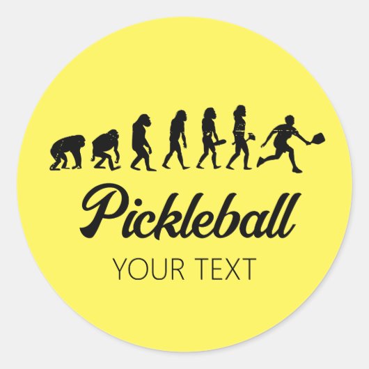 Grappige Pickleball Evolution gepersonaliseerd Ronde Sticker (Voorkant)