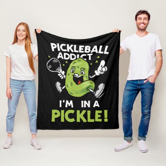 Grappige-Pickleball Fleece Deken (In situ)