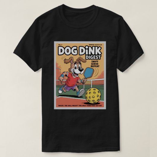Grappige Pickleball-hond Dink Digest Poster T-shirt (Design voorkant)