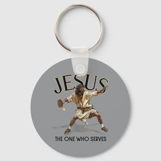Grappige Pickleball Jezus De Dienaar Sleutelhanger (Voorkant)