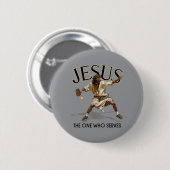 Grappige Pickleball Jezus Degene Die Sluist Ronde Button 5,7 Cm (Voorkant /achterkant)