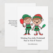 Grappige Pickleball kerst Elfen, aangepaste tekst Feestdagenkaart (Voorkant / Achterkant)