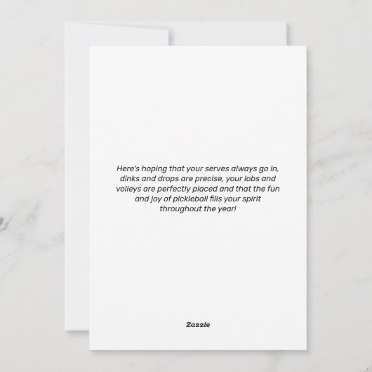 Grappige Pickleball Kerstelfen, Aangepaste Tekst Feestdagenkaart (Achterkant)
