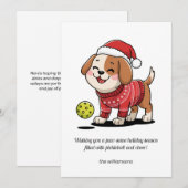 Grappige Pickleball Kersthond Je Eigen Tekst Feestdagenkaart (Voorkant / Achterkant)