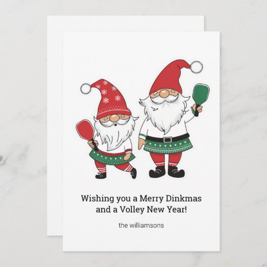 Grappige Pickleball kerstkabouters, aangepaste tek Feestdagenkaart (Voorkant / Achterkant)