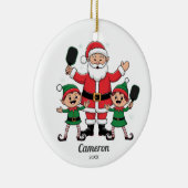 Grappige Pickleball Kerstman, Elfen, Foto, Keramisch Ornament (Rechts)
