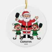 Grappige Pickleball Kerstman, Elfen, Foto, Keramisch Ornament (Voorkant)