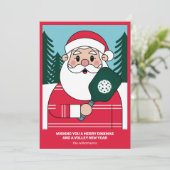 Grappige Pickleball Kerstman Uw aangepaste tekst Feestdagenkaart (Staand voorkant)