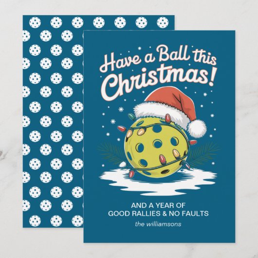 Grappige pickleball kerstverlichting uw groet feestdagenkaart (Voorkant / Achterkant)