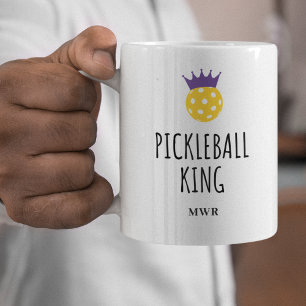 Grappige Pickleball King, aangepaste monogram naam Koffiemok
