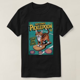 Grappige Pickleball Klauwen Spin Chaos Kat Paddle T-shirt