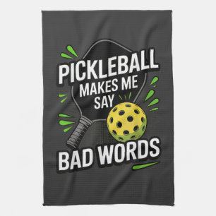 Grappige Pickleball Laat Me Slechte Woorden Zeggen Theedoek