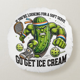 Grappige Pickleball-liefhebber Pun met een Pickle Rond Kussen