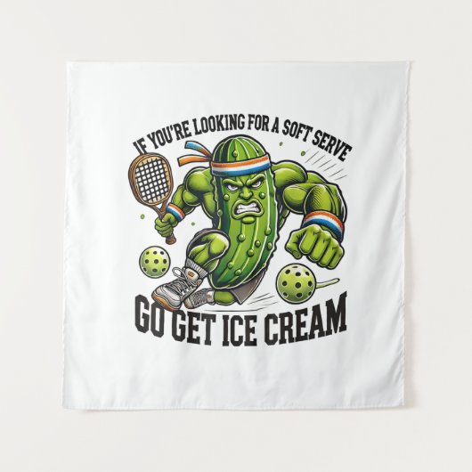 Grappige Pickleball-liefhebber Pun met een Pickle Wandkleed (Voorkant)
