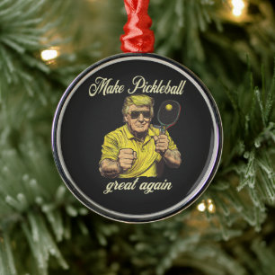 Grappige Pickleball-liefhebbers Afbeeldingen Pickl Metalen Ornament