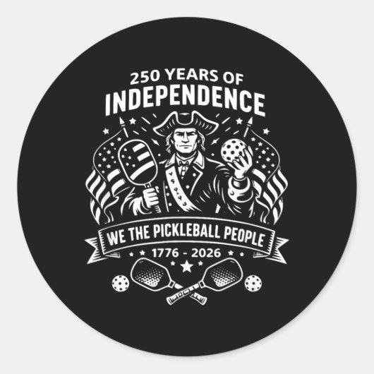 Grappige Pickleball-mensen 250 jaar VS 4 juli Ronde Sticker (Voorkant)
