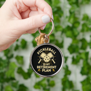 Grappige Pickleball Mijn Pensioenplan Vintage Sleutelhanger
