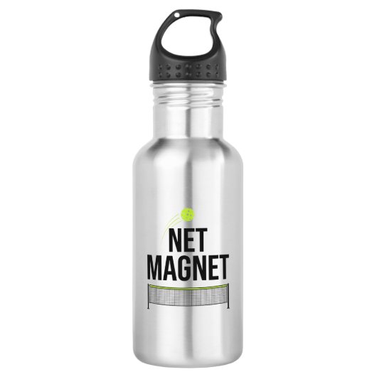 Grappige Pickleball Netmagneet RVS Waterfles (Voorkant)