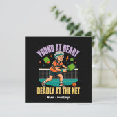 Grappige Pickleball Oma Jong van Hart Dodelijk Net Kaart (Staand voorkant)