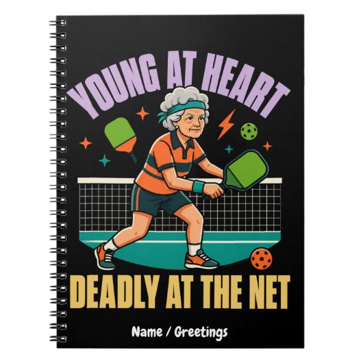 Grappige Pickleball Oma Jong van Hart Dodelijk Net Notitieboek (Voorkant)