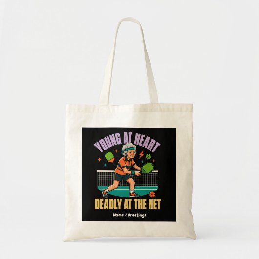 Grappige Pickleball Oma Jong van Hart Dodelijk Net Tote Bag (Voorkant)