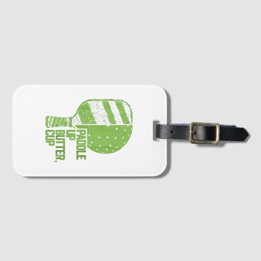 Grappige pickleball paddle up boterkop bagagelabel (Voorkant (horizontaal))