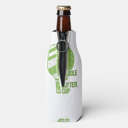 Grappige pickleball paddle up boterkop flesjeskoeler (Fles Achterkant)