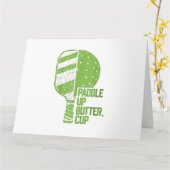 Grappige pickleball paddle up boterkop kaart (Gele Bloem)