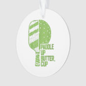 Grappige pickleball paddle up boterkop ornament (voorkant)
