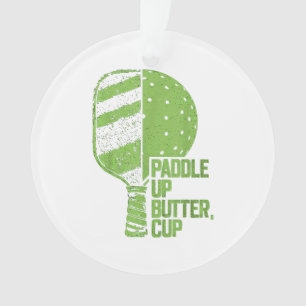 Grappige pickleball paddle up boterkop ornament