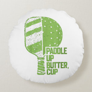 Grappige pickleball paddle up boterkop rond kussen