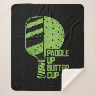 Grappige pickleball paddle up boterkop sherpa deken