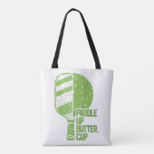Grappige pickleball paddle up boterkop tote bag (Achterkant)