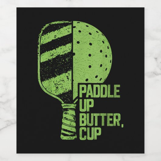 Grappige pickleball paddle up boterkop wijn etiket (Enkel label)