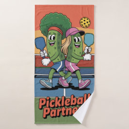 Grappige Pickleball Pickleball Partners Mascot Bea Badhanddoek