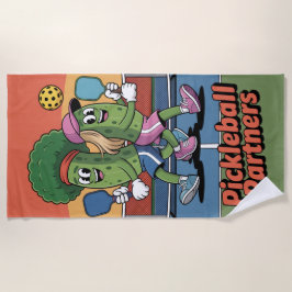 Grappige Pickleball Pickleball Partners Mascot Bea Strandlaken