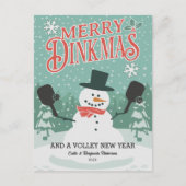 Grappige Pickleball Sneeuwman Prettig Kerstmis Ans Feestdagenkaart (Voorkant)