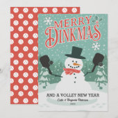 Grappige Pickleball Sneeuwman Vrolijke Kerstmis Di Feestdagenkaart (Voorkant / Achterkant)