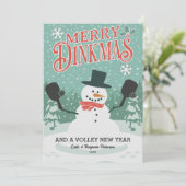 Grappige Pickleball Sneeuwman Vrolijke Kerstmis Di Feestdagenkaart (Staand voorkant)
