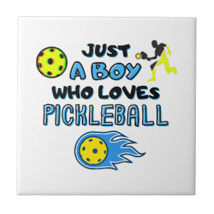 Grappige Pickleball Speler Gewoon Een Jongen Die V Tegeltje